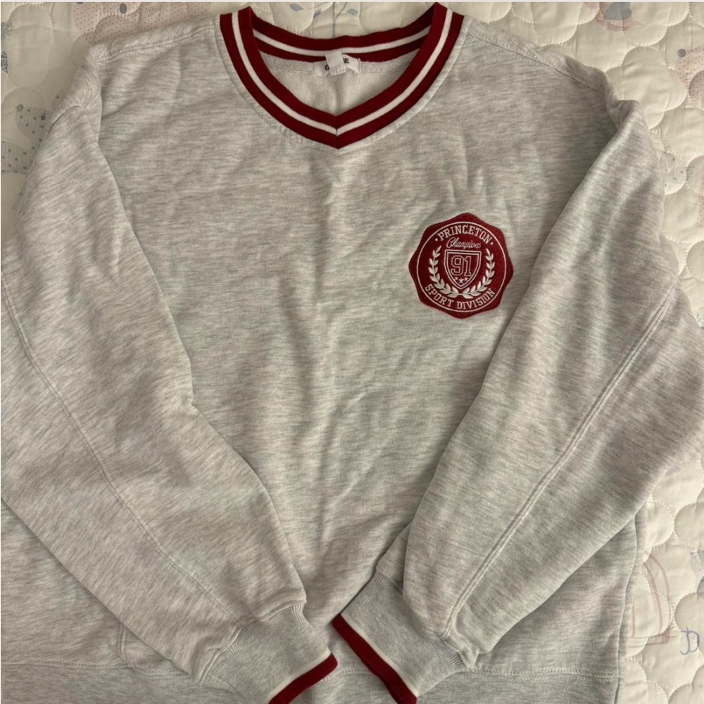 Garage Gray and Red Crewneck Sweater